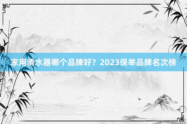 家用清水器哪个品牌好？2023保举品牌名次榜